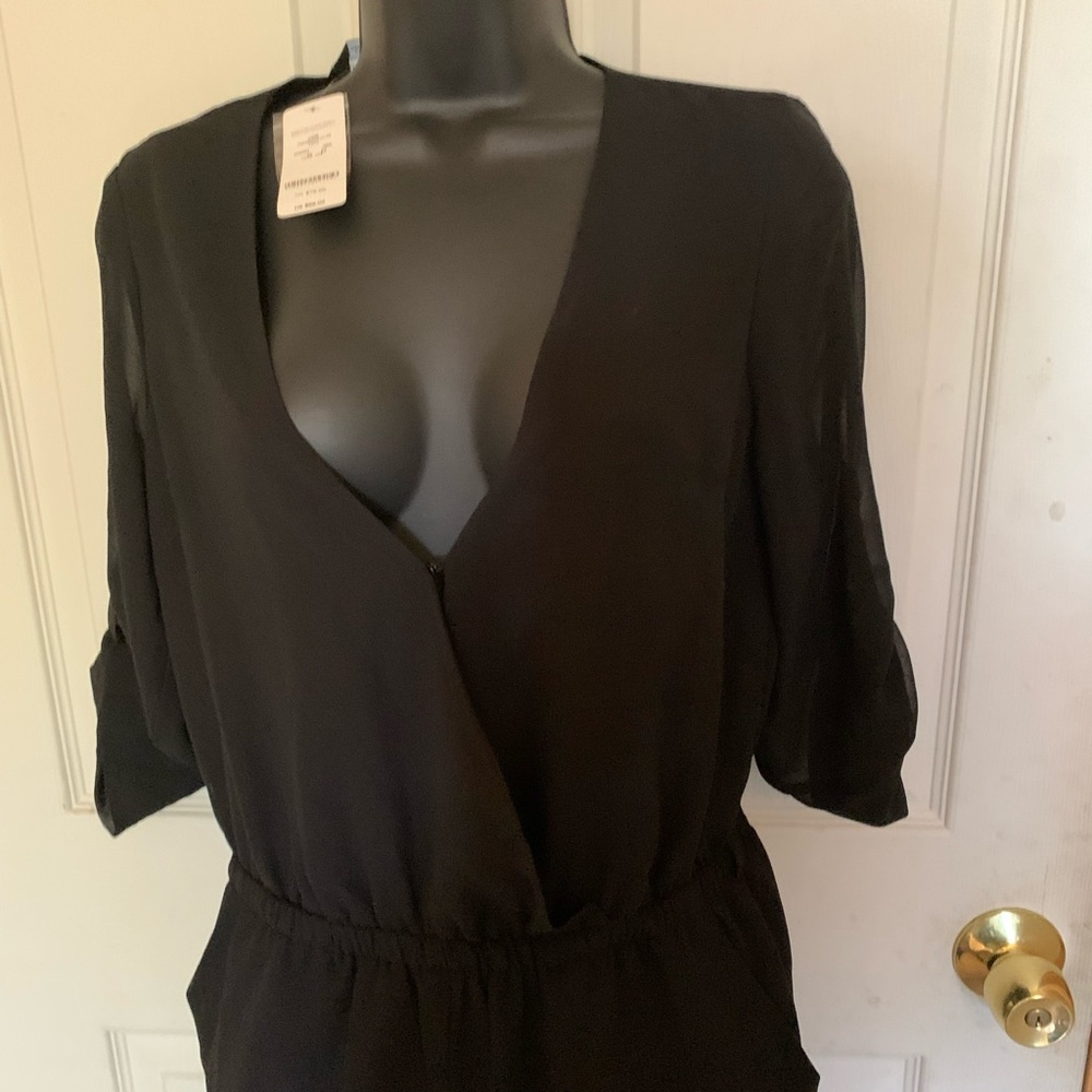 Black cross front one piece long sleeve